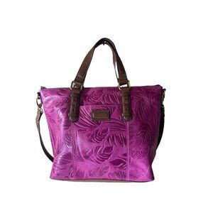 Tignanello Fuscia Tote with Brown Handles